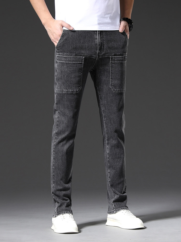 SPRING MENS PANTS MULTI-POCKET MENS JEANS STRETCH LOOSE STRAIGHT MENS TROUSERS DOUYIN POPULAR TRENDY MENS PANTS