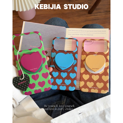 ins撞色爱心磁吸支架适用于苹果17promax16/15/14手机壳