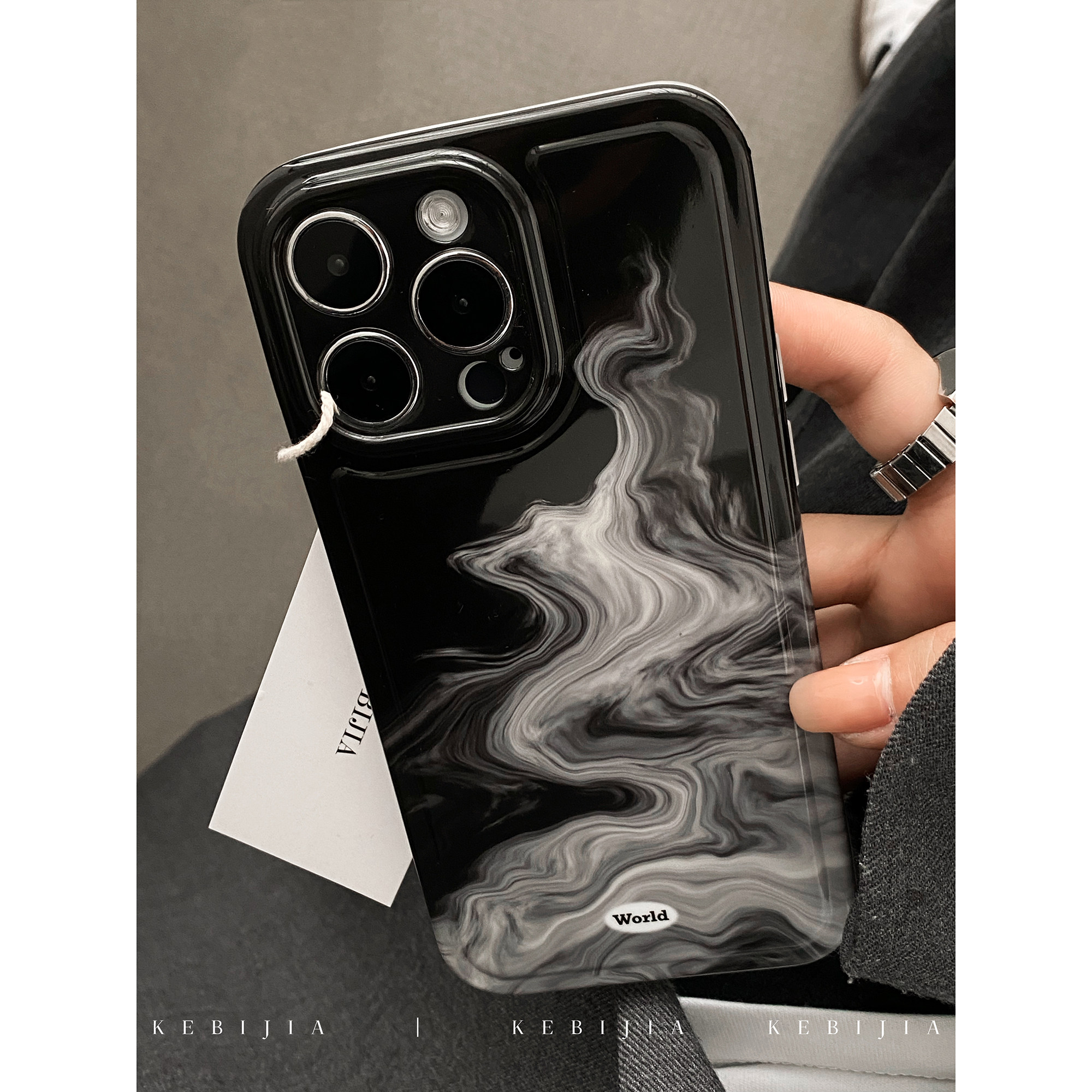 ins高级黑白晕染防摔软壳苹果14promax/13/12pro/11手机壳