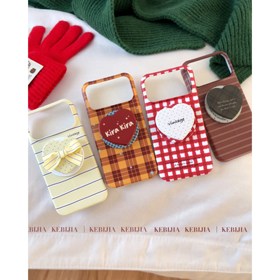 ins韩风条纹格纹磁吸菲林壳防摔适用于苹果17promax15/16手机壳