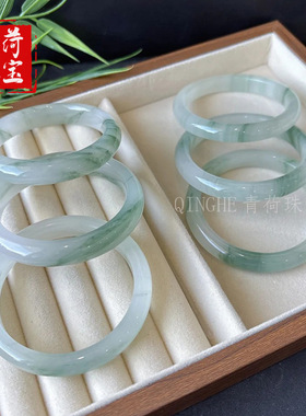 天山翠金丝玉手镯天然新疆昆仑翠扁条飘花翡翠色玉石镯子