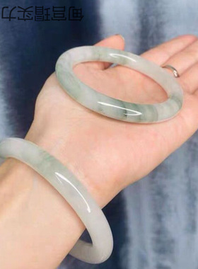 新疆金丝玉天山翠昆仑翠玉圆条手镯白糯金丝玉镯戈壁玉翡翠色镯子