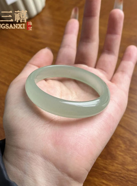 天然东陵玉手镯金丝玉手镯油青色手镯女远山黛玉镯子翡翠色送礼物