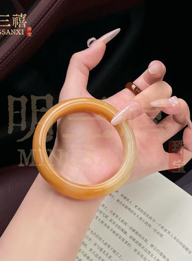 云南龙陵老料天然黄龙玉冰种手镯天然黄翡翠玉石精品黄玉镯子