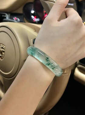 仿独龙玉冰种飘花玉石手镯石英岩处理玉翡翠玉镯子小红书