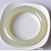 和田玉晴水手镯青白玉手镯子女款 胖圆条镯子天然新疆和田玉石冰底