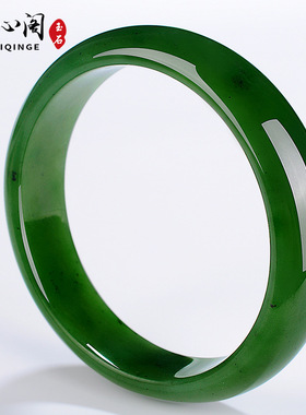 【】新疆和田玉手镯女菠菜绿碧玉手镯妈妈款玉石玉器