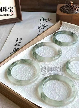 新疆金丝玉天山翠昆仑翠玉圆条手镯白糯金丝玉镯戈壁玉翡翠色镯子