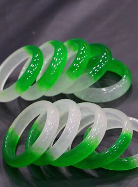 高冰独龙翠飘绿石英岩玉手镯仿独龙玉冰种玉髓半山半水玉石镯子