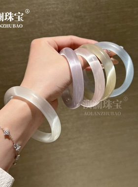 高级感香槟金白月光猫眼石手镯金店旅游景点纪念品手饰