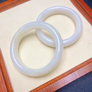 保真带证书新疆和田玉白玉手镯女镯子美人镯玉石宽胎