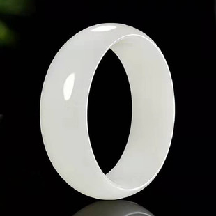 高仿新疆和田玉白玉手镯加宽加厚女款玉镯外蒙料镯子