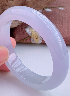 天然缅甸老坑货翡翠手镯冰糯种紫罗兰飘花阳绿色翡翠玉手镯