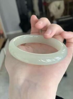 外猛料仿和田玉浅晴水胖圆条手镯外蒙料青白玉粗圆条玉石镯子