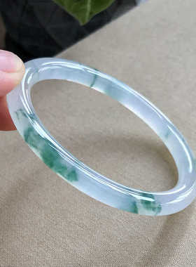 叮当镯玉手镯女冰种飘花翡翠手镯细款翡翠玉镯女款少女细圆条玉镯