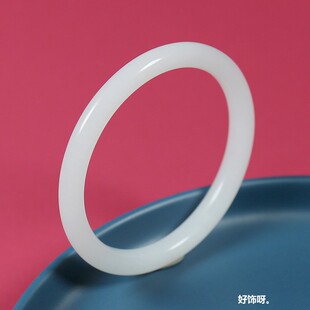 新疆和田玉手镯女款羊脂玉天然冰种和田白玉手镯细条少女款叮当镯