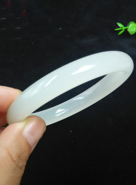 阿富汗玉圆条手镯白玉镯子贵妃镯玛瑙细条冰种玉石玉器