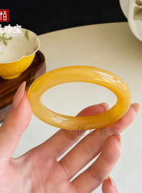 黄翡黄龙玉手镯鸡油黄玉石镯子货玉镯玉镯女款镯子