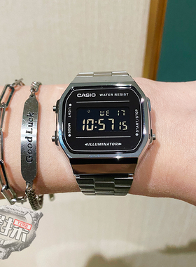 卡西欧CASIO复古潮流闹钟小方块反显电子表A168WEM-1 7 158WA 158