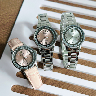 1391D 简约钢带时尚 7A石英表 镶水钻手表女 CASIO卡西欧LTP