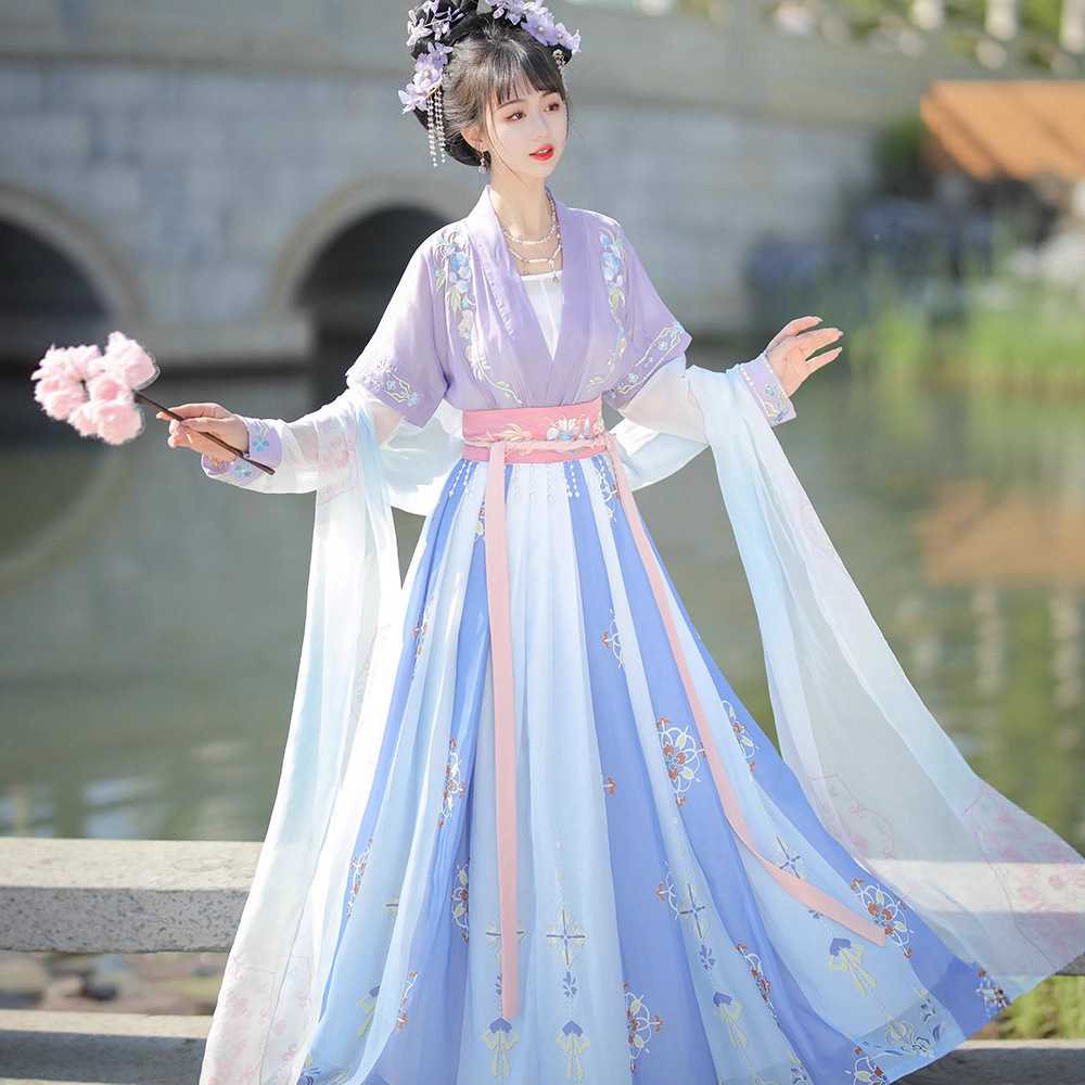 原创唐朝汉服女成人唐制古装齐腰褙子裙超仙古风日常春秋夏季