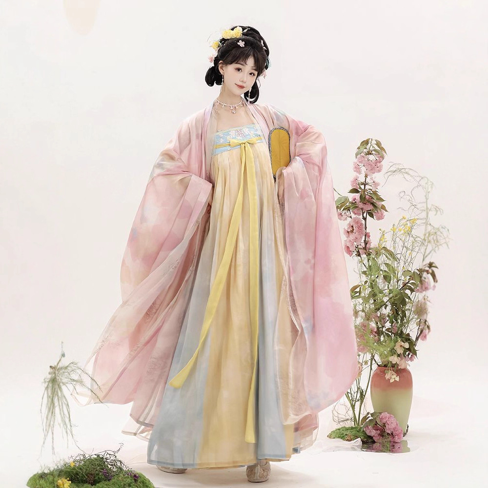 原创汉服女2025春秋新款唐制齐胸绣花破裙大袖衫仙气国风日常