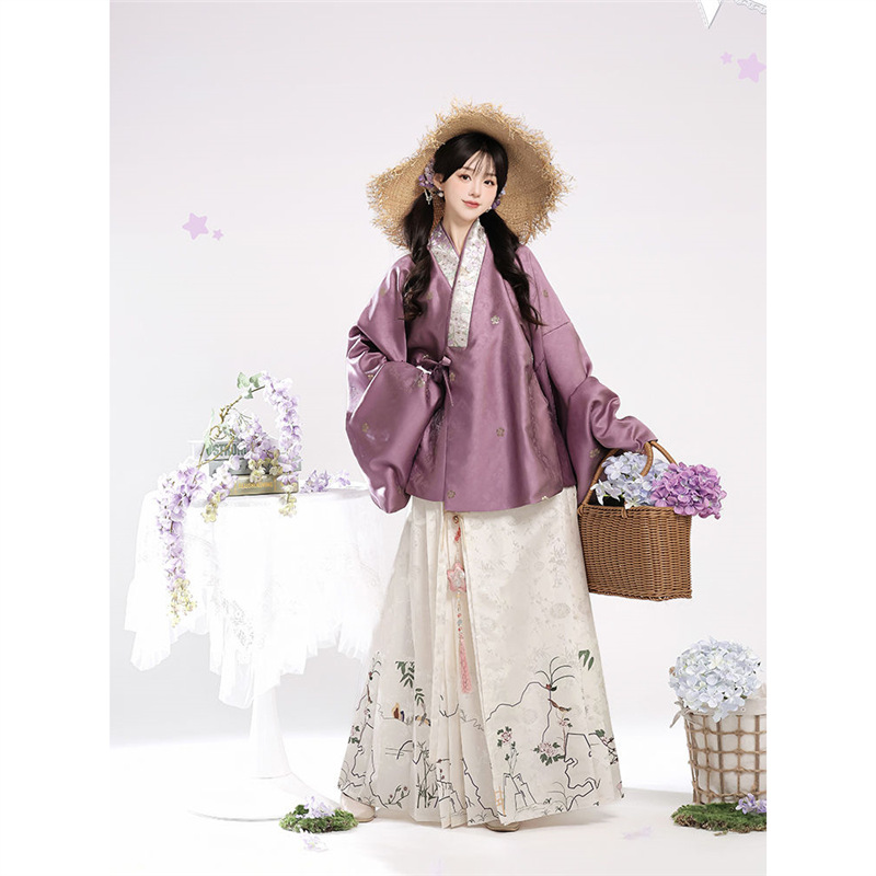 青衣华裳原创 百草馨 汉服女明制织金对交穿交领琵琶袖马面裙秋冬