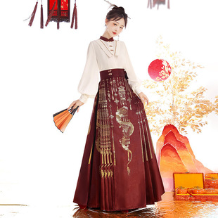 原创设计华灯绕龙汉服女中国风改良汉元素上衣马面裙套装8869