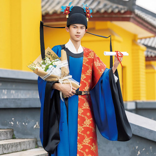 原创明制汉服男装学士服大学生学位服新中式襕衫进士服状元服披红