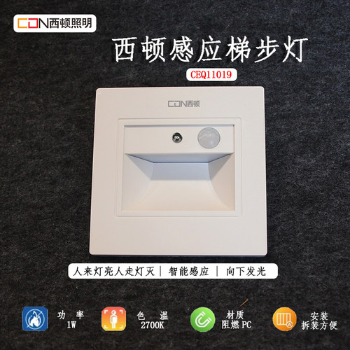 西顿照明led地脚灯11011人体感应梯步小夜灯嵌入式86型CEQ11019白