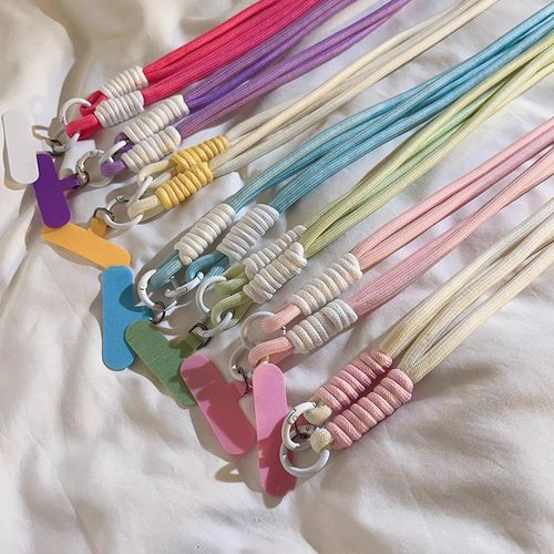 ins风通用手机壳斜挎链条耐用长款背带编织绳斜挎结实钥匙扣包包