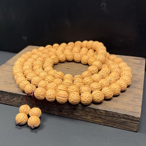 桃核手持108颗脑纹佛珠脖挂车挂