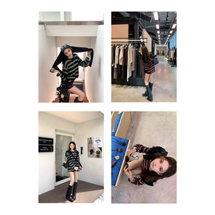 现货【mlu伦敦书店】学院outfit“自带披肩”叠穿条纹wool上衣