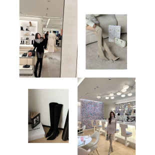 9cm细跟 ——韩女瘦腿版 尖头绒面弹力过膝靴 进阶韩模靴2.0