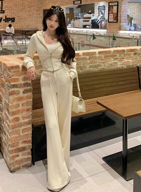 现货【素颜美女】漫不经心的漂亮 假鱼骨分割线掐腰加绒上衣/裤子