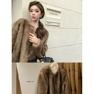 限量【布鲁日山丘】仿紫貂感” 皮毛一体外套&皮牌上衣/9分牛仔裤