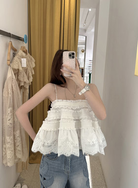 Momoshero露丝同款【Zim白织夏】狂追品！腰间花揽&定位法蕾吊带