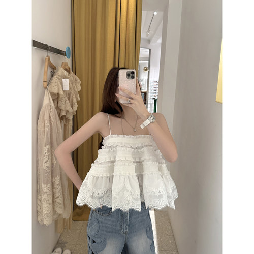 Momoshero露丝同款【Zim白织夏】狂追品！腰间花揽&定位法蕾吊带