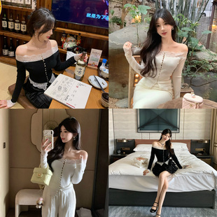 现货【匿名爱恋】最近想穿的更漂亮点~细支绵羊毛拼接蕾丝毛衣