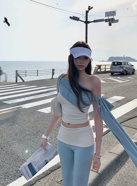 【涉谷girl】飘带版｜独有summer配色！撞色斜肩“抹胸感”上衣