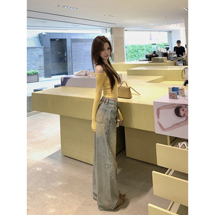 店主推荐 怀旧巴黎感牛仔裤 脏脏裤 泼墨 黄泥系列—— 现货