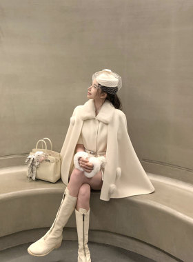 现货江原道初雪 月光典藏 &绵羊毛斗篷外套&小香裤