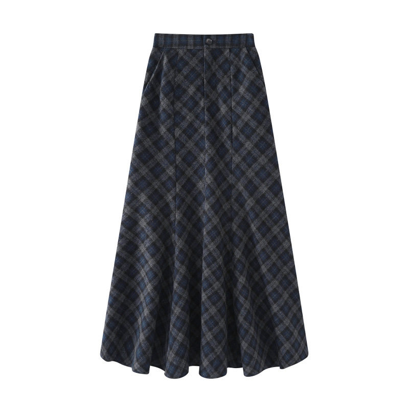 斜纹蓝灰格纹磨毛半身裙秋冬加厚,女装/女士精品,半身裙,淘宝优惠券,粉丝福利购,淘宝优惠卷