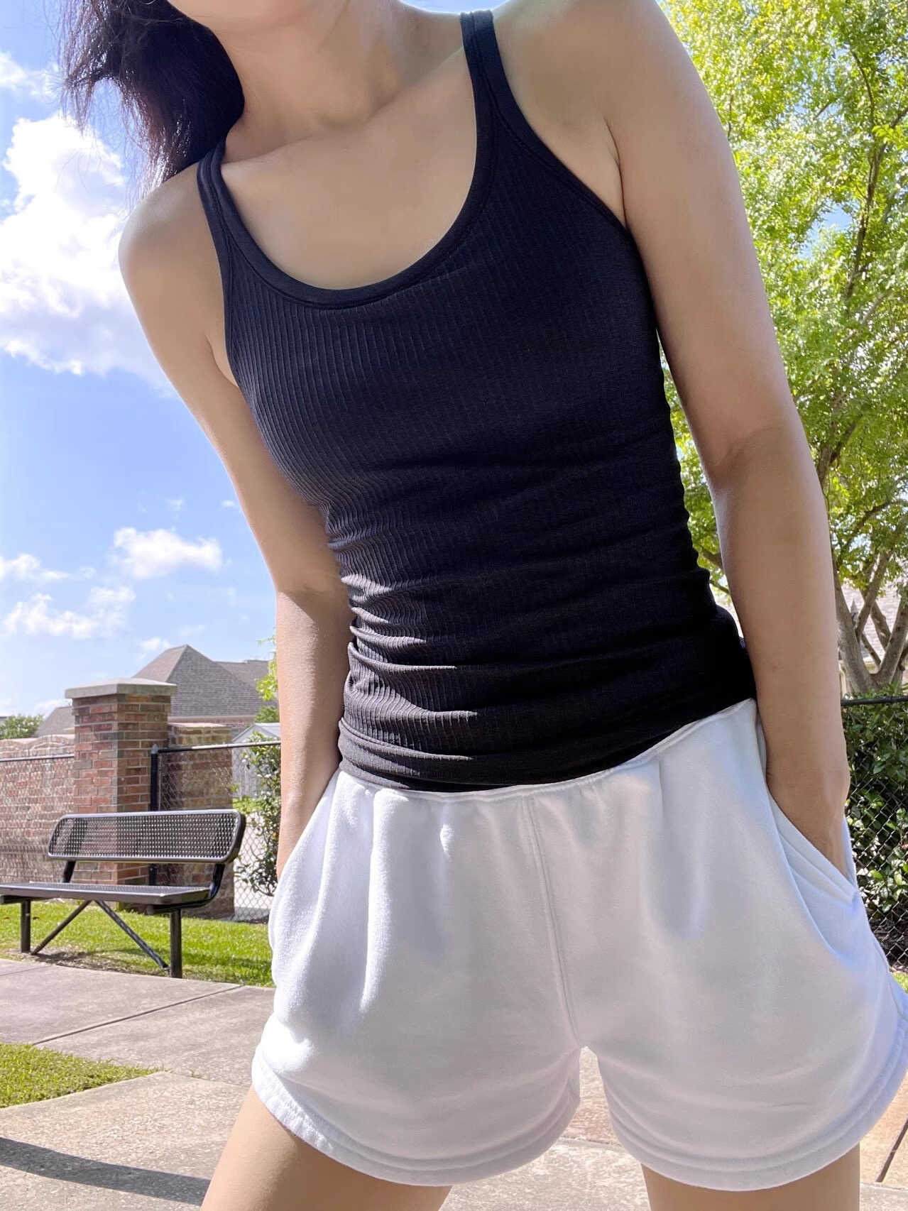 eBB瑜伽背心女显胸显瘦外穿上衣T恤短款高力运动休闲吊含带胸垫