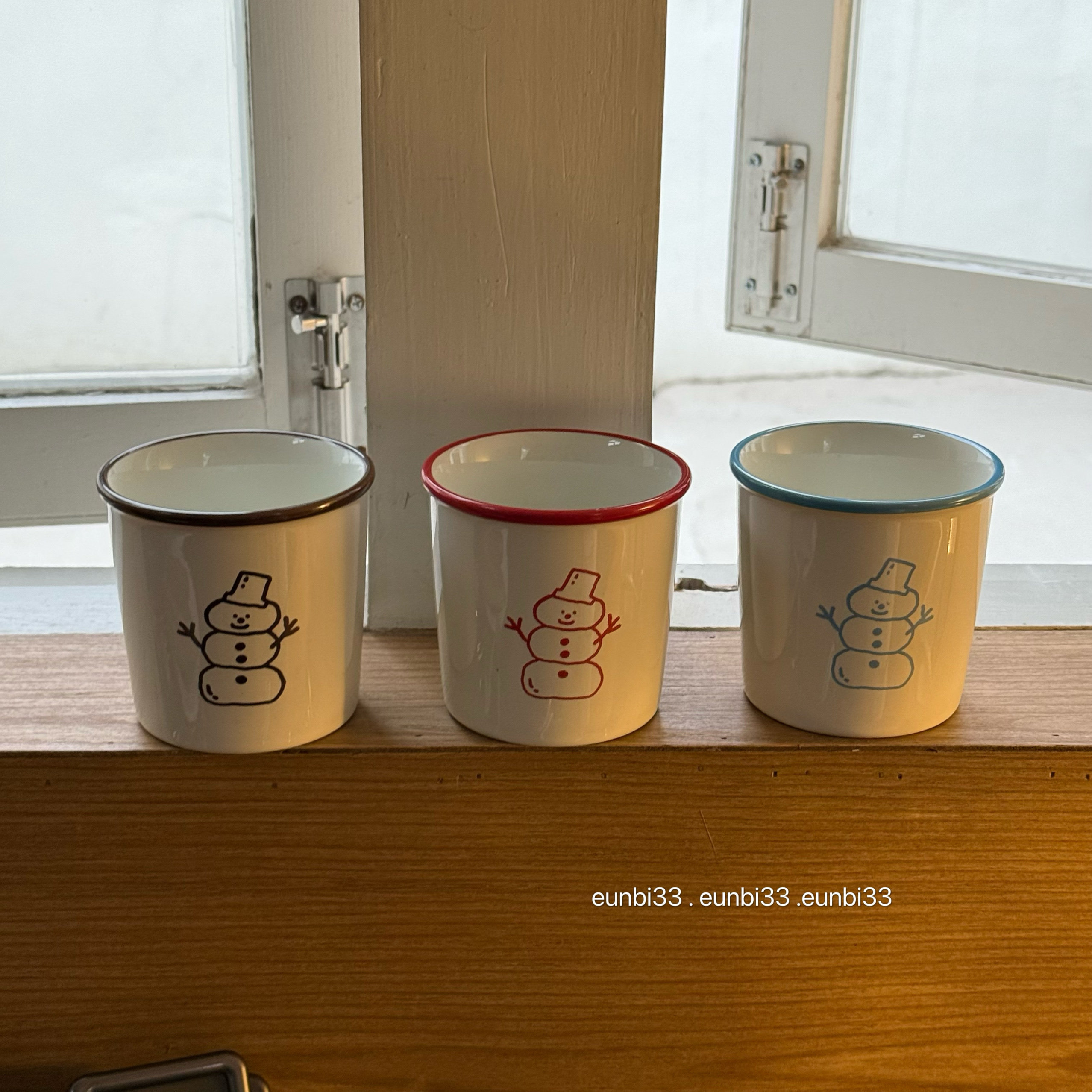 冬日雪人陶瓷杯～ 圣诞氛围小雪人咖啡杯水杯350 l