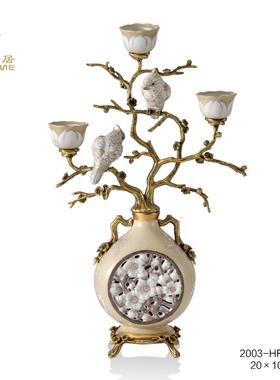 凤凰美居月白花影系列鹦鹉花瓶盖盒双层点心碟餐桌蛋糕碟别墅装饰