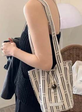 夏季清爽新中式亚麻帆布单肩包