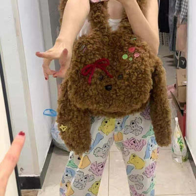 泰迪小狗毛绒双肩包可爱少女卡通