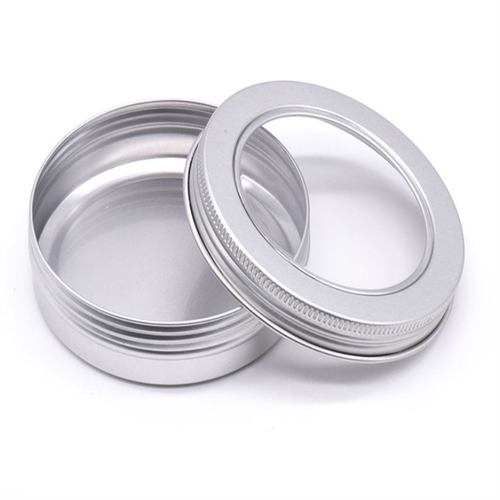 高颜值圆形开窗茶叶罐美甲铝盒金属盒多用途珠子吧唧手工包装盒