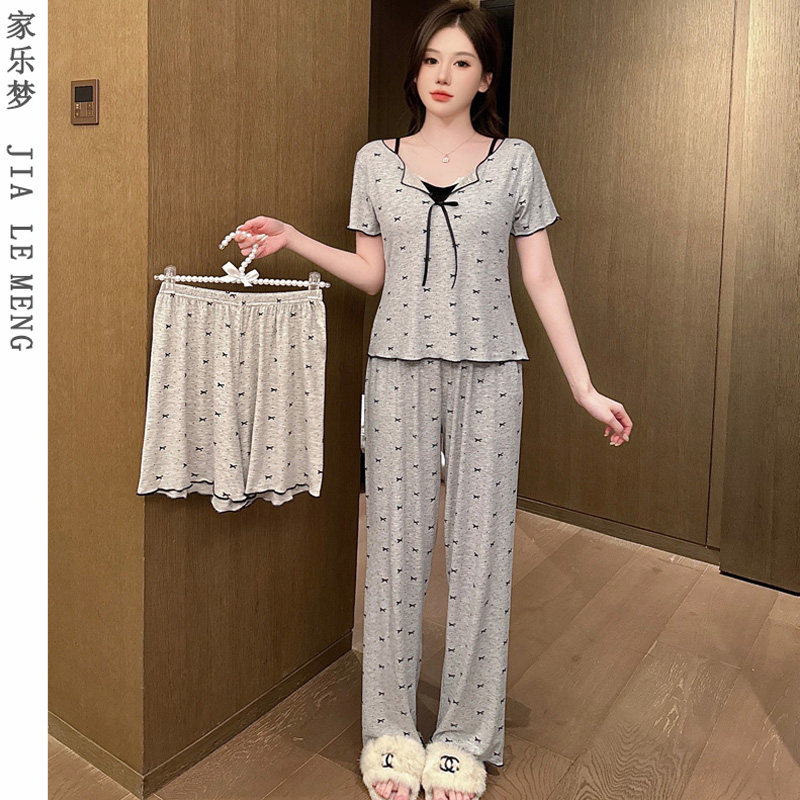 家乐梦女莫代尔棉带胸垫短袖睡衣